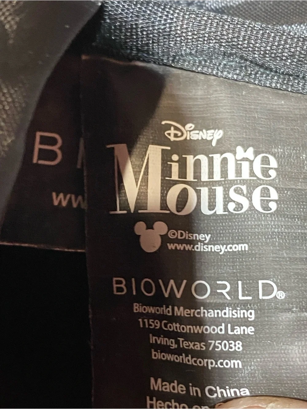 Bioworld Black Mini Backpack Interior Label